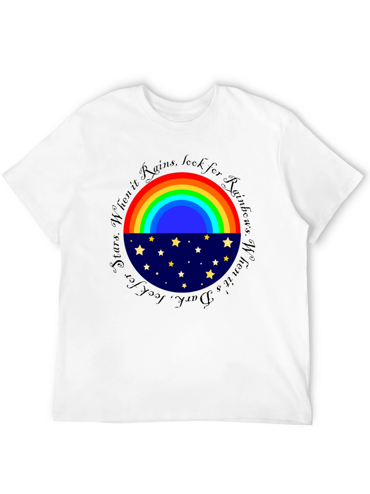 Rainbow & Stars Graphic T-Shirt - Inspiring Design