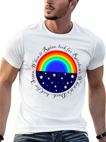 Rainbow & Stars Graphic T-Shirt - Inspiring Design