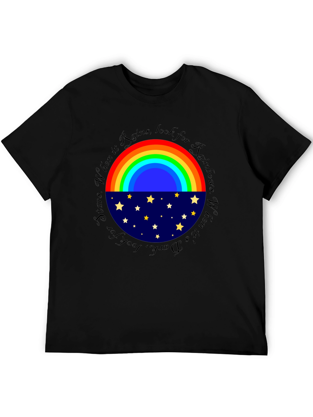 Rainbow & Stars Graphic T-Shirt - Inspiring Design