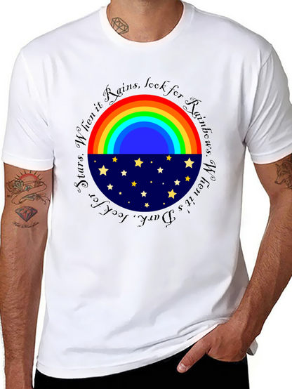 Rainbow & Stars Graphic T-Shirt - Inspiring Design