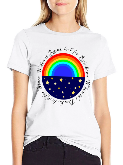 Rainbow & Stars Graphic T-Shirt - Inspiring Design