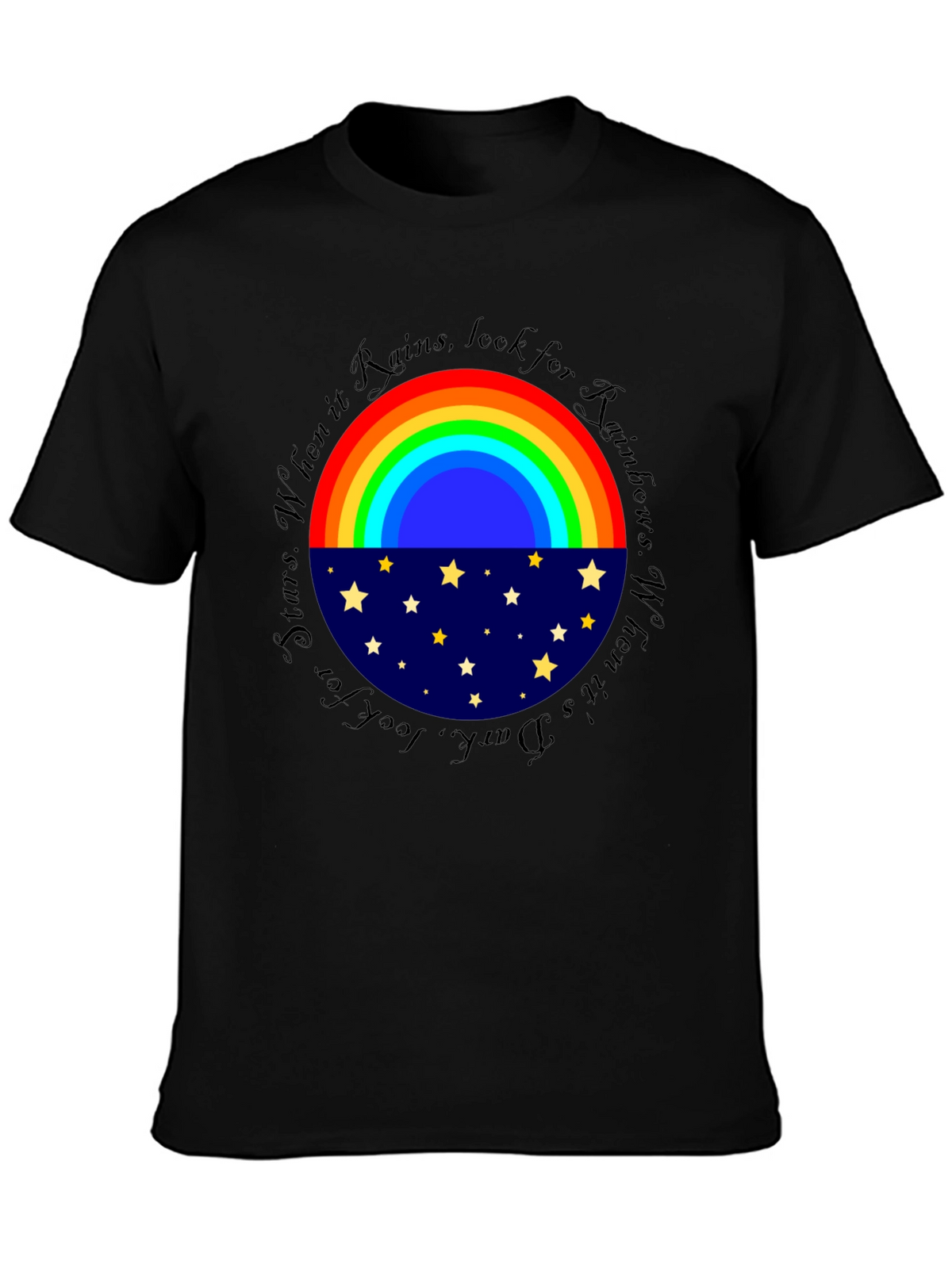 Rainbow & Stars Graphic T-Shirt - Inspiring Design