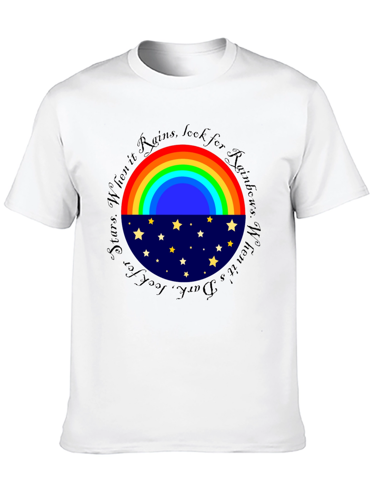 Rainbow & Stars Graphic T-Shirt - Inspiring Design