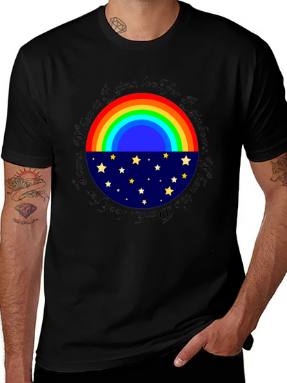 Rainbow & Stars Graphic T-Shirt - Inspiring Design
