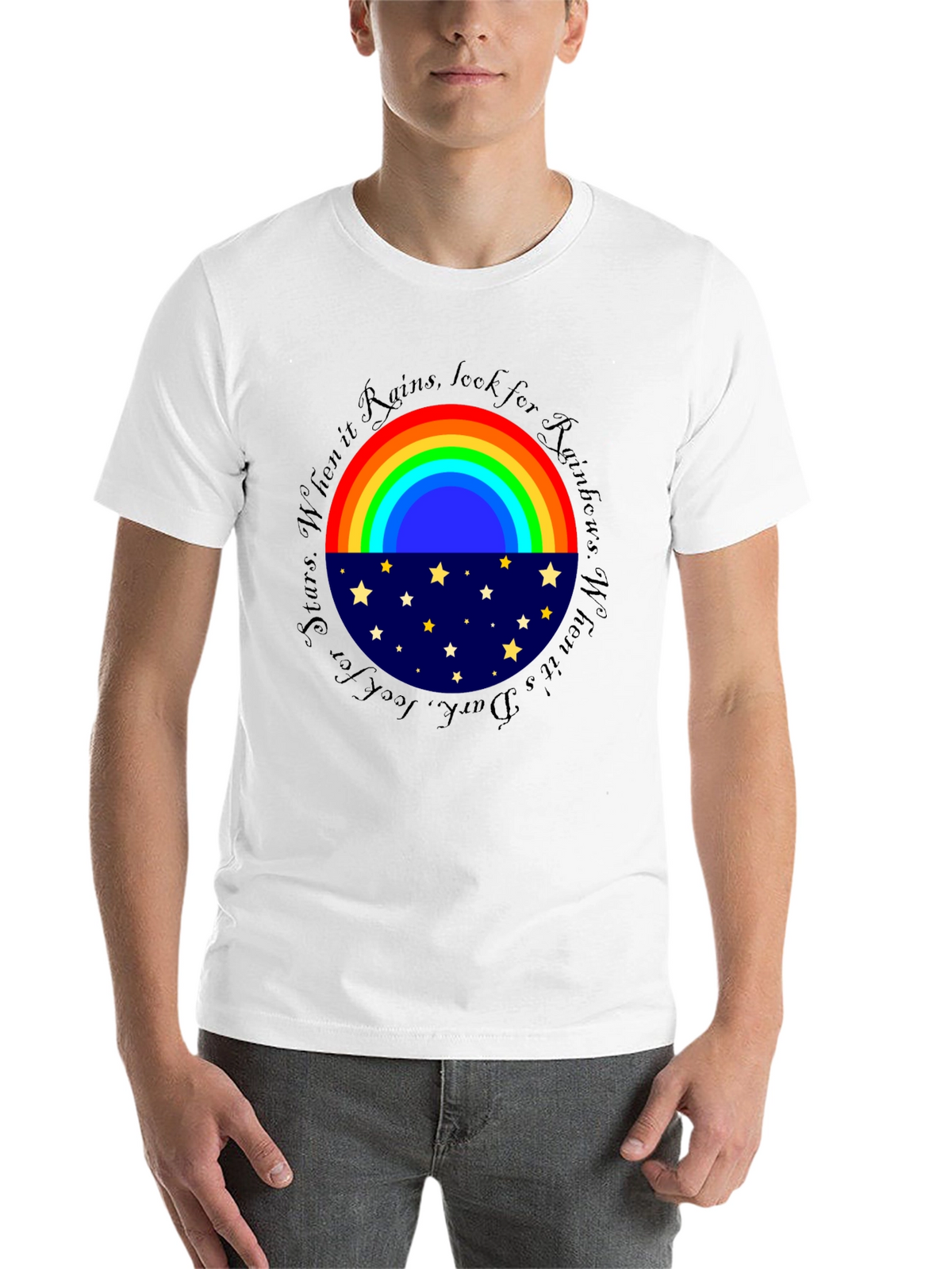 Rainbow & Stars Graphic T-Shirt - Inspiring Design