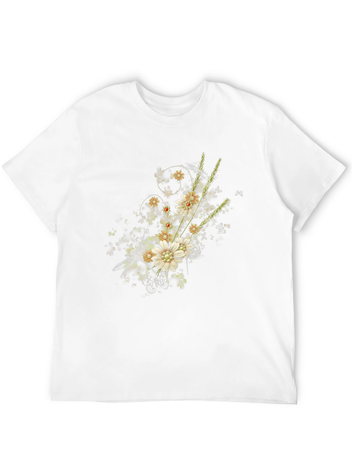 Floral Dragonfly Graphic Black Tee