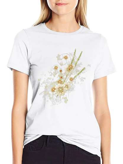 Floral Dragonfly Graphic Black Tee