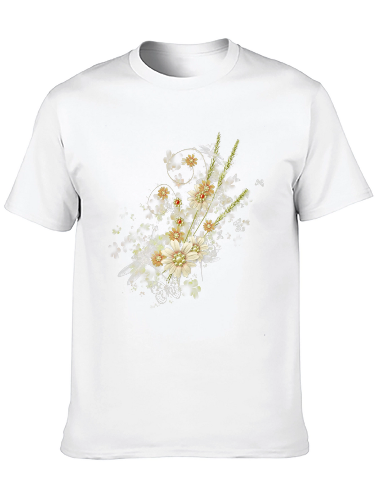 Floral Dragonfly Graphic Black Tee