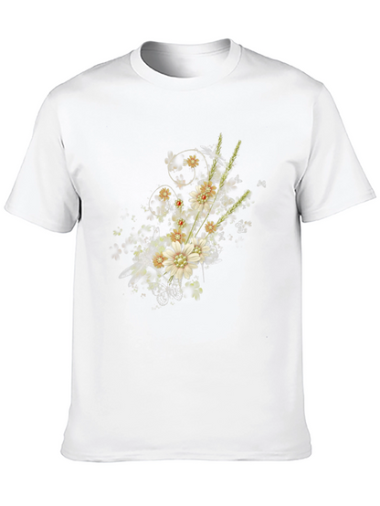 Floral Dragonfly Graphic Black Tee