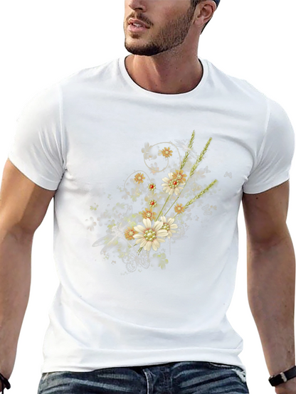 Floral Dragonfly Graphic Black Tee
