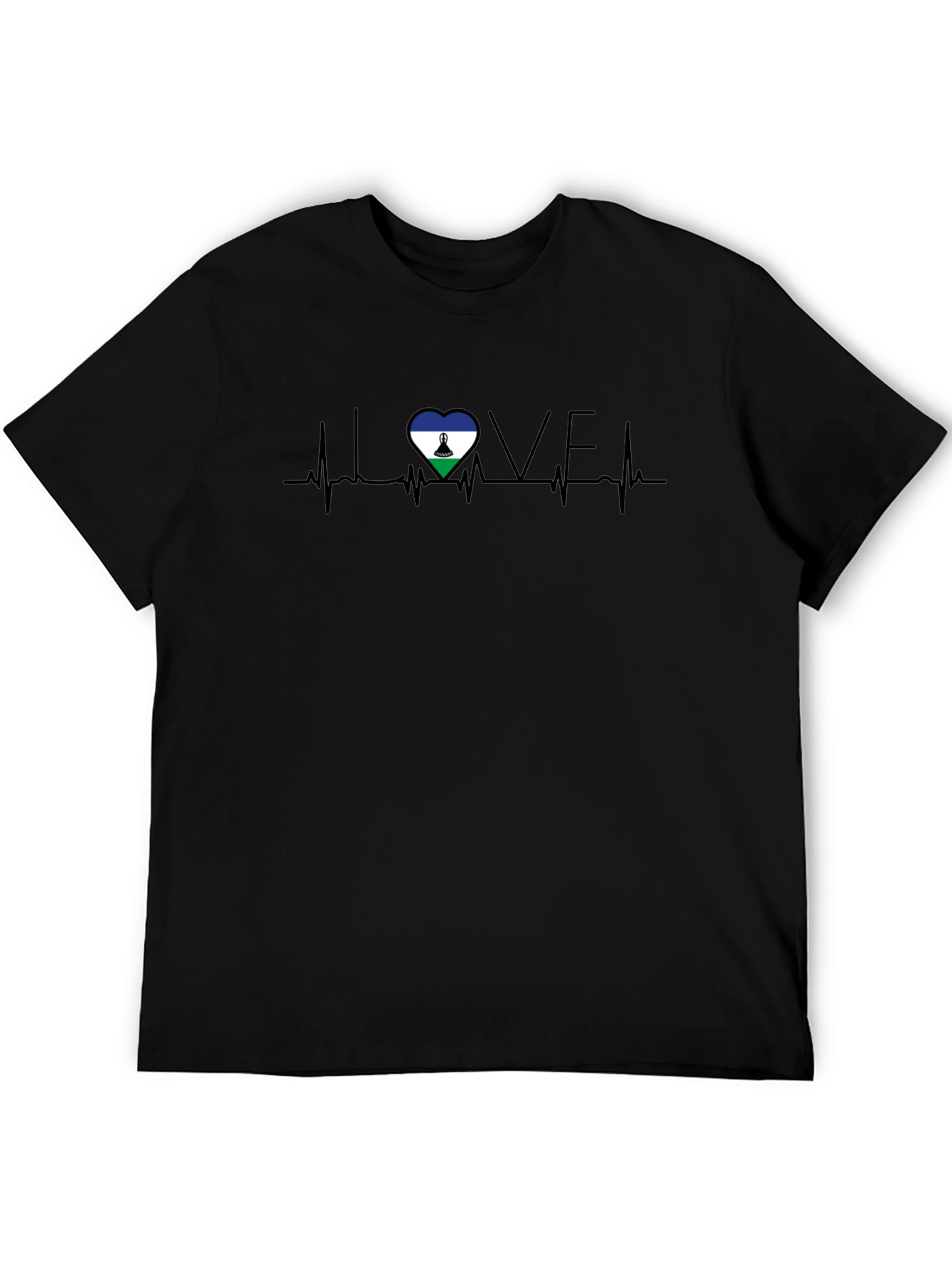 Lesotho Flag Heartbeat LOVE Graphic Tee