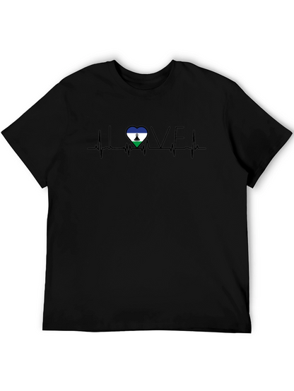 Lesotho Flag Heartbeat LOVE Graphic Tee