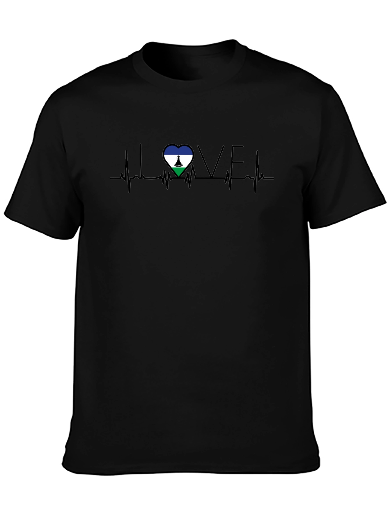 Lesotho Flag Heartbeat LOVE Graphic Tee