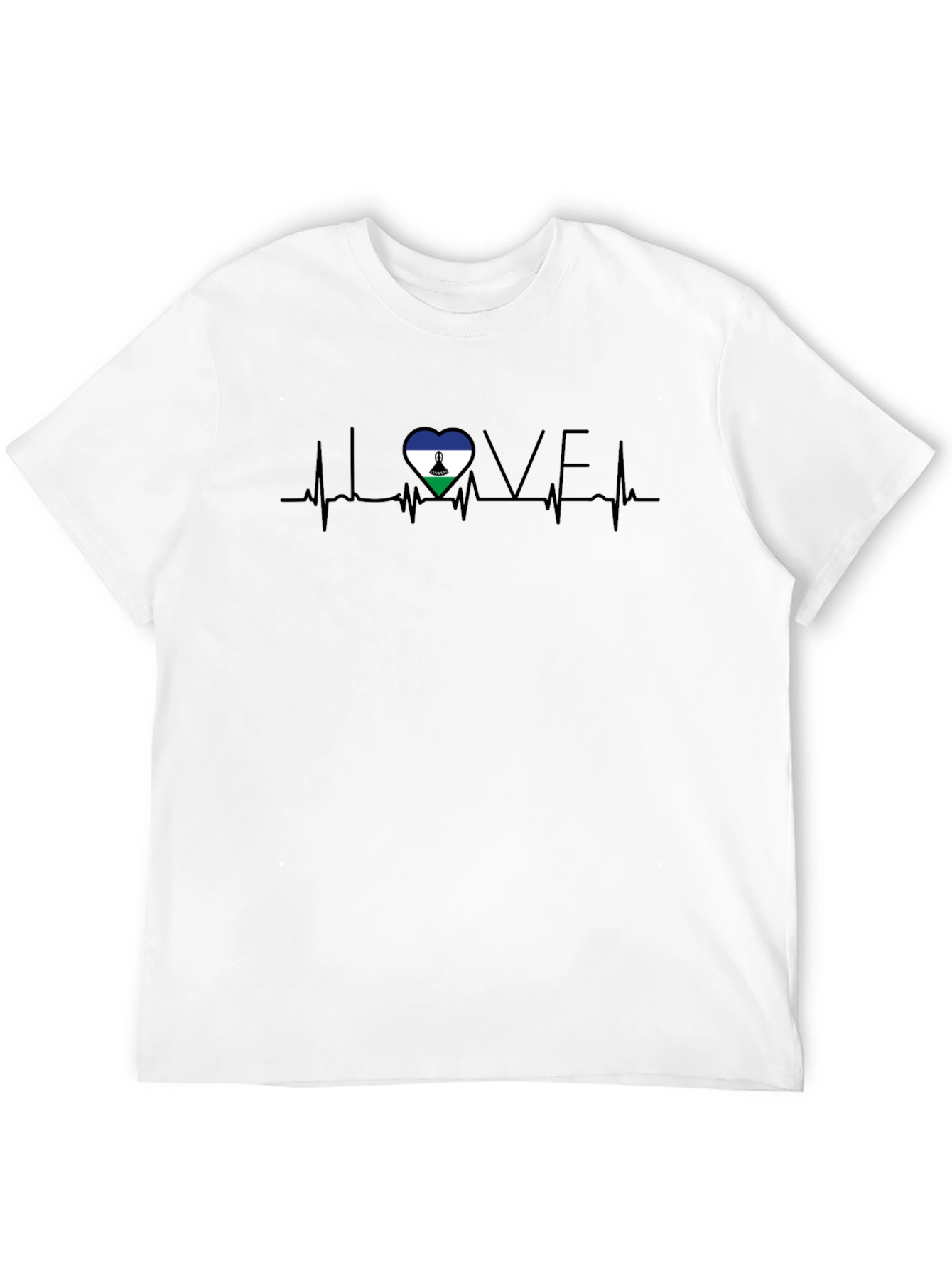 Lesotho Flag Heartbeat LOVE Graphic Tee