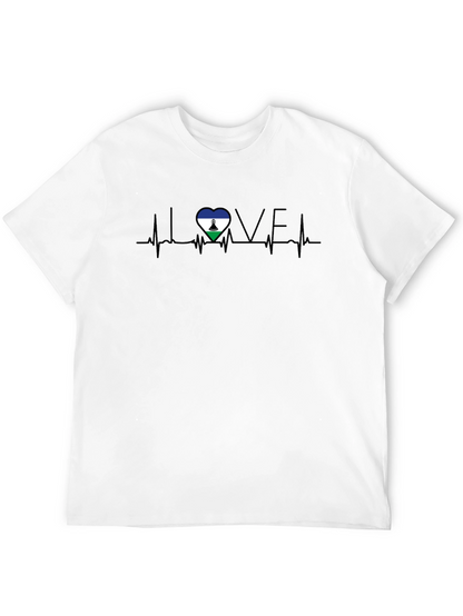 Lesotho Flag Heartbeat LOVE Graphic Tee