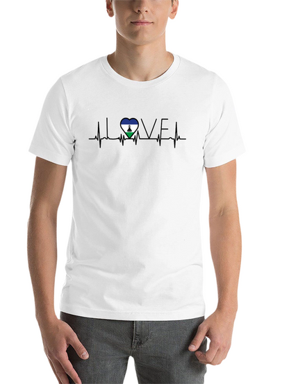 Lesotho Flag Heartbeat LOVE Graphic Tee