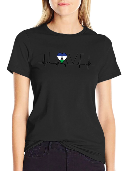Lesotho Flag Heartbeat LOVE Graphic Tee