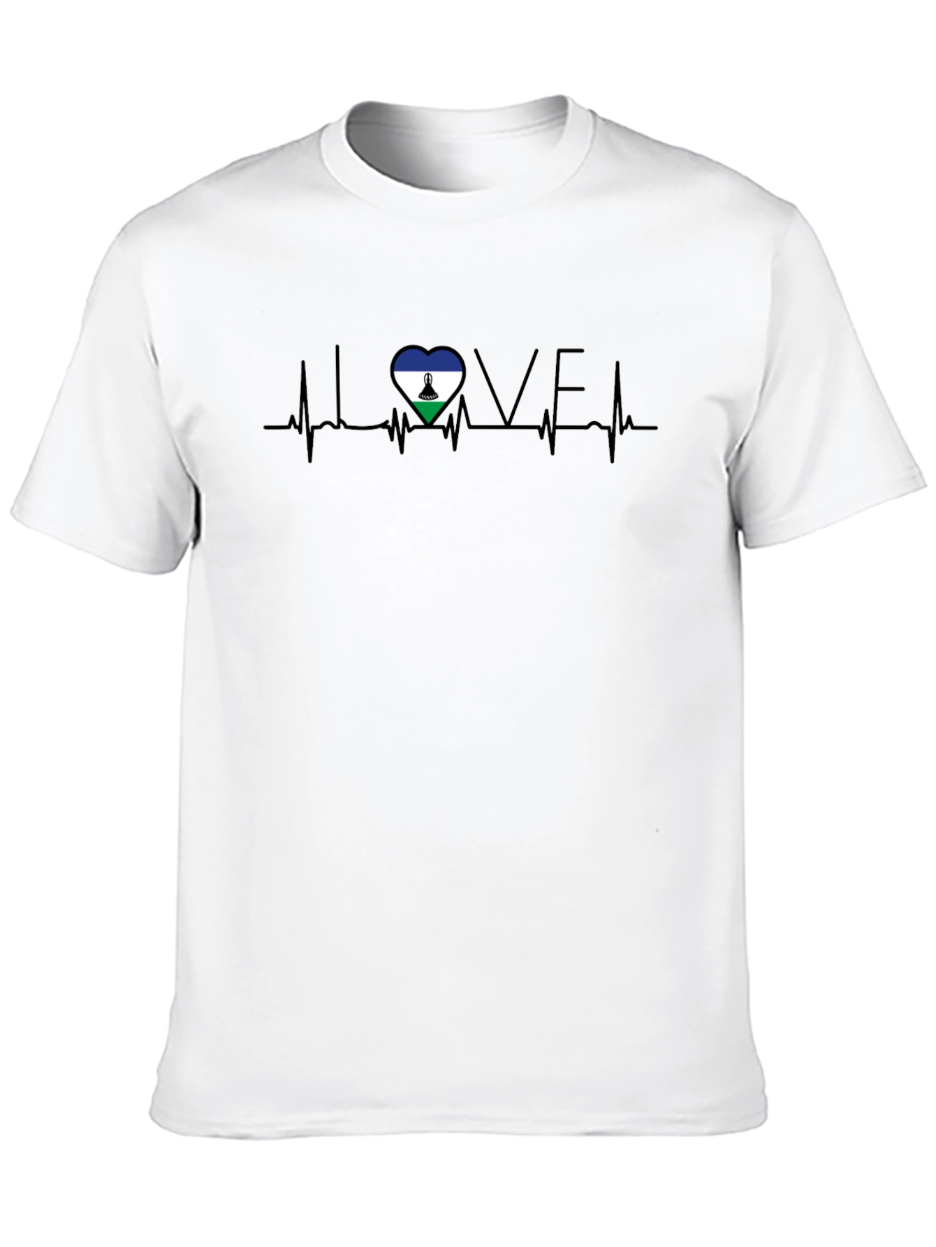 Lesotho Flag Heartbeat LOVE Graphic Tee