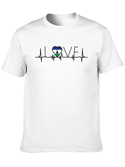 Lesotho Flag Heartbeat LOVE Graphic Tee