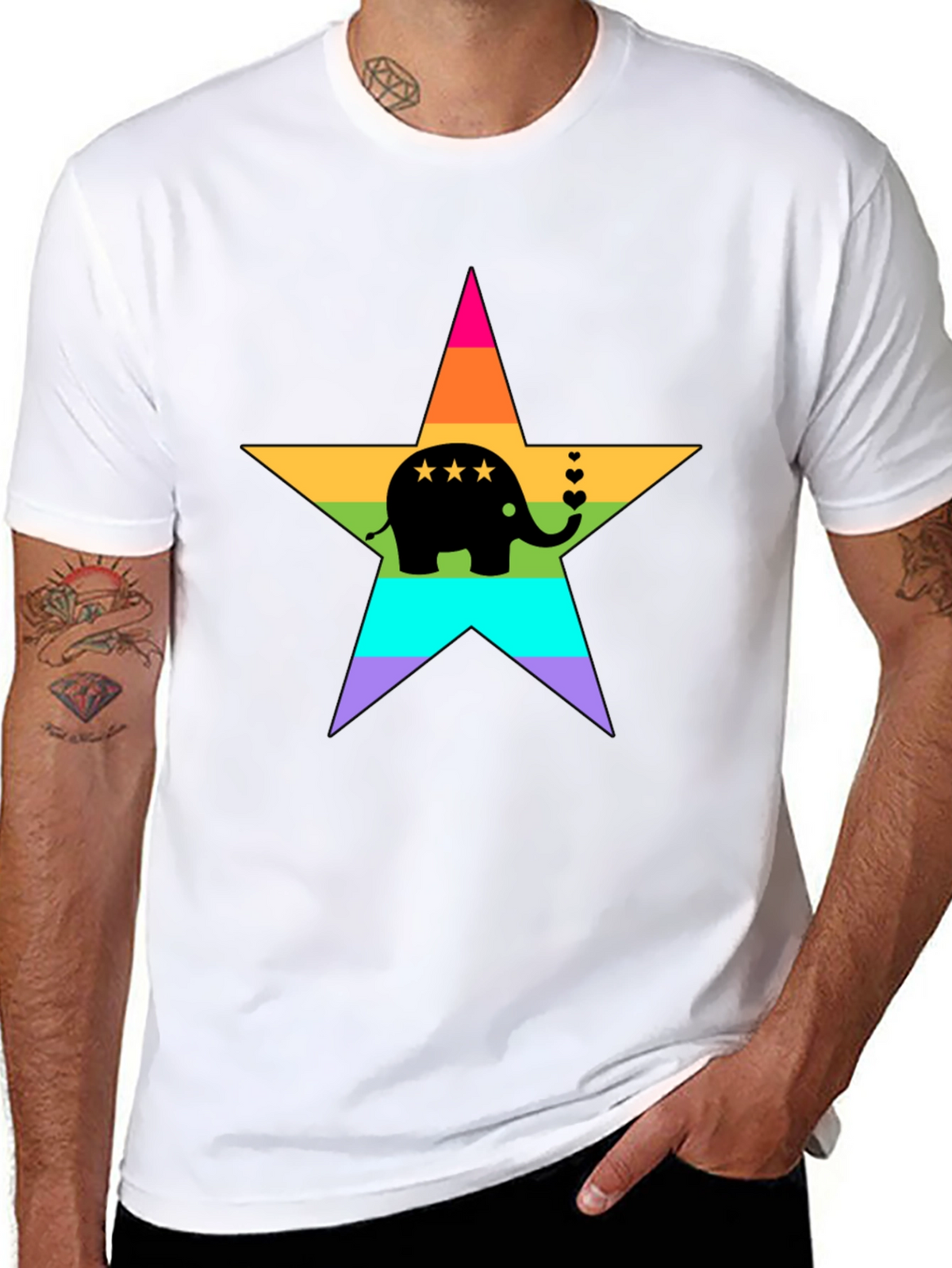 Rainbow Elephant Star T-Shirt