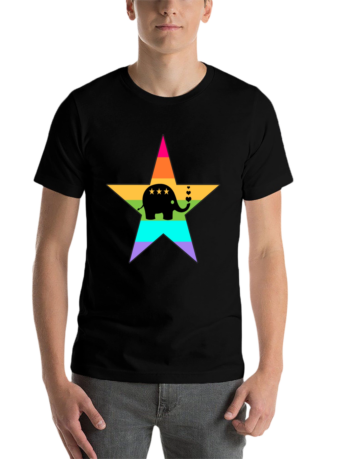 Rainbow Elephant Star T-Shirt