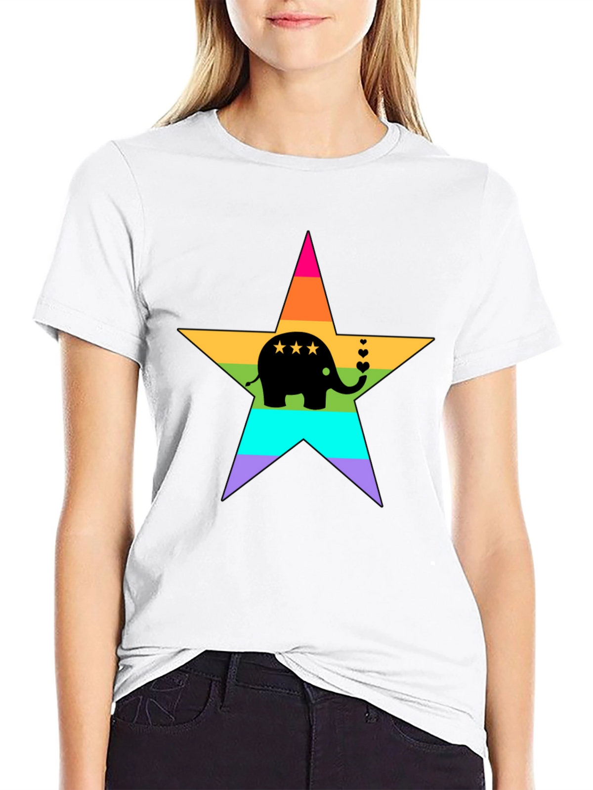 Rainbow Elephant Star T-Shirt