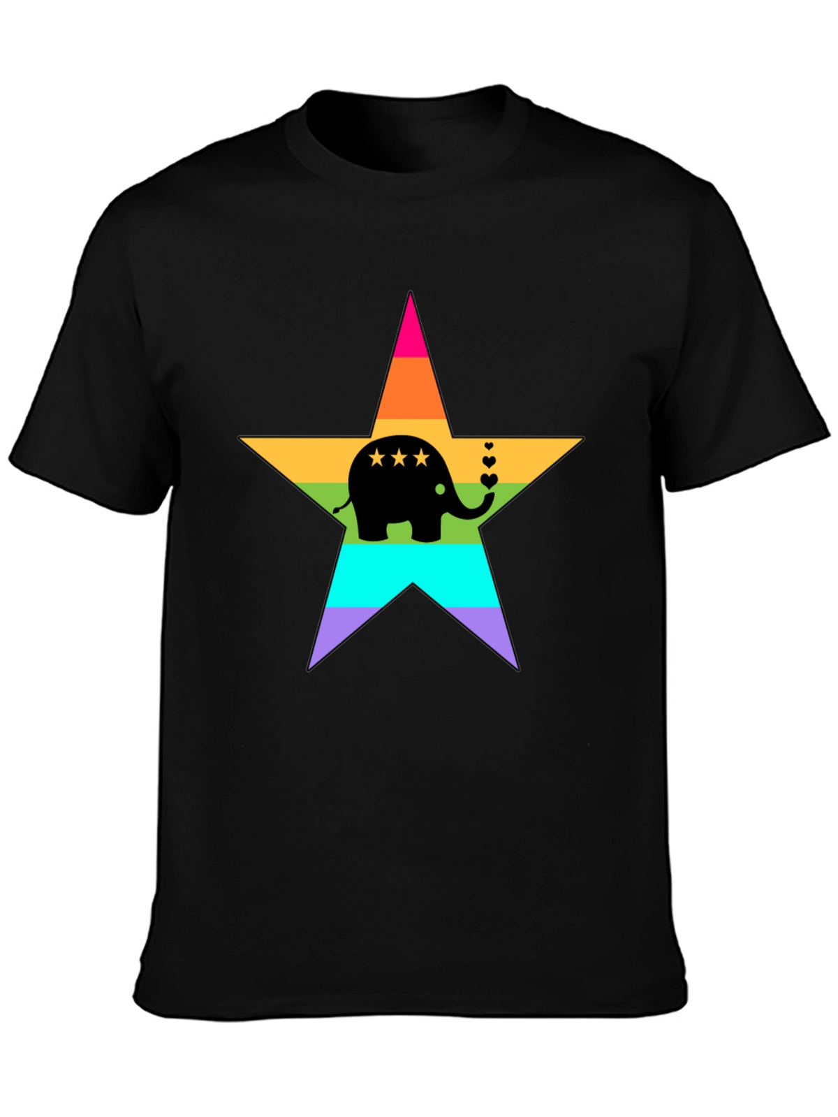 Rainbow Elephant Star T-Shirt