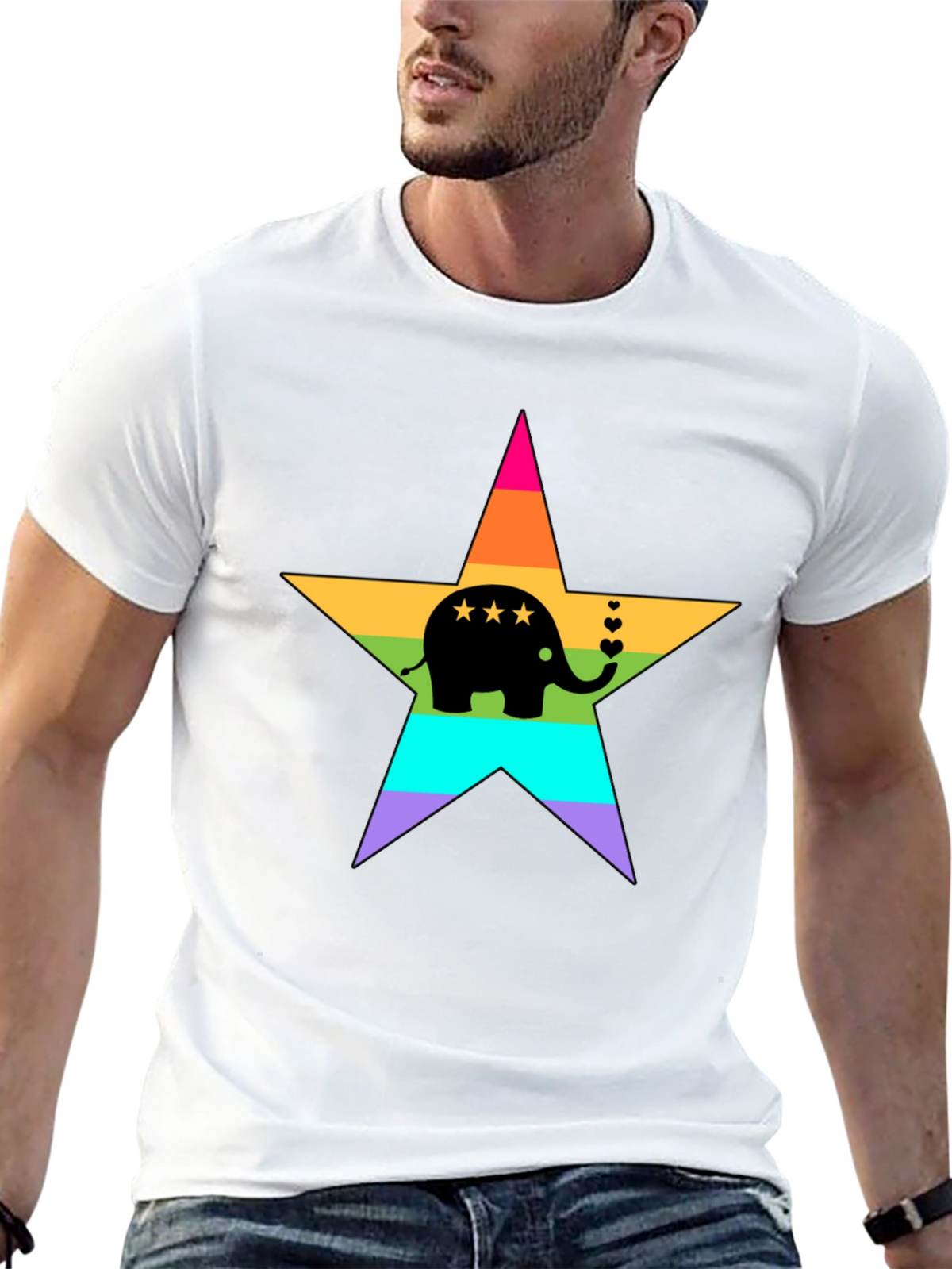 Rainbow Elephant Star T-Shirt