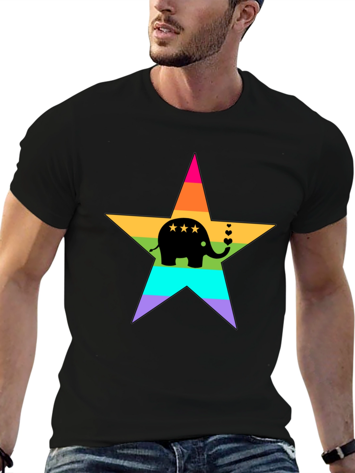 Rainbow Elephant Star T-Shirt