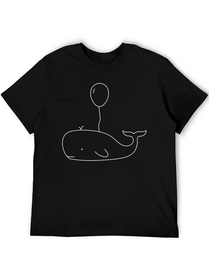 Whale Balloon Graphic Tee - Casual Black T-Shirt