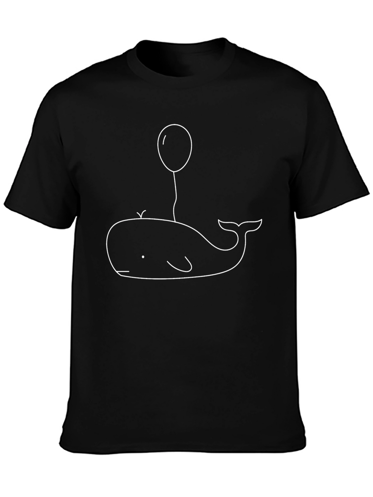 Whale Balloon Graphic Tee - Casual Black T-Shirt