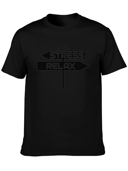 No Stress Relax Graphic T-Shirt - Black Casual Tee
