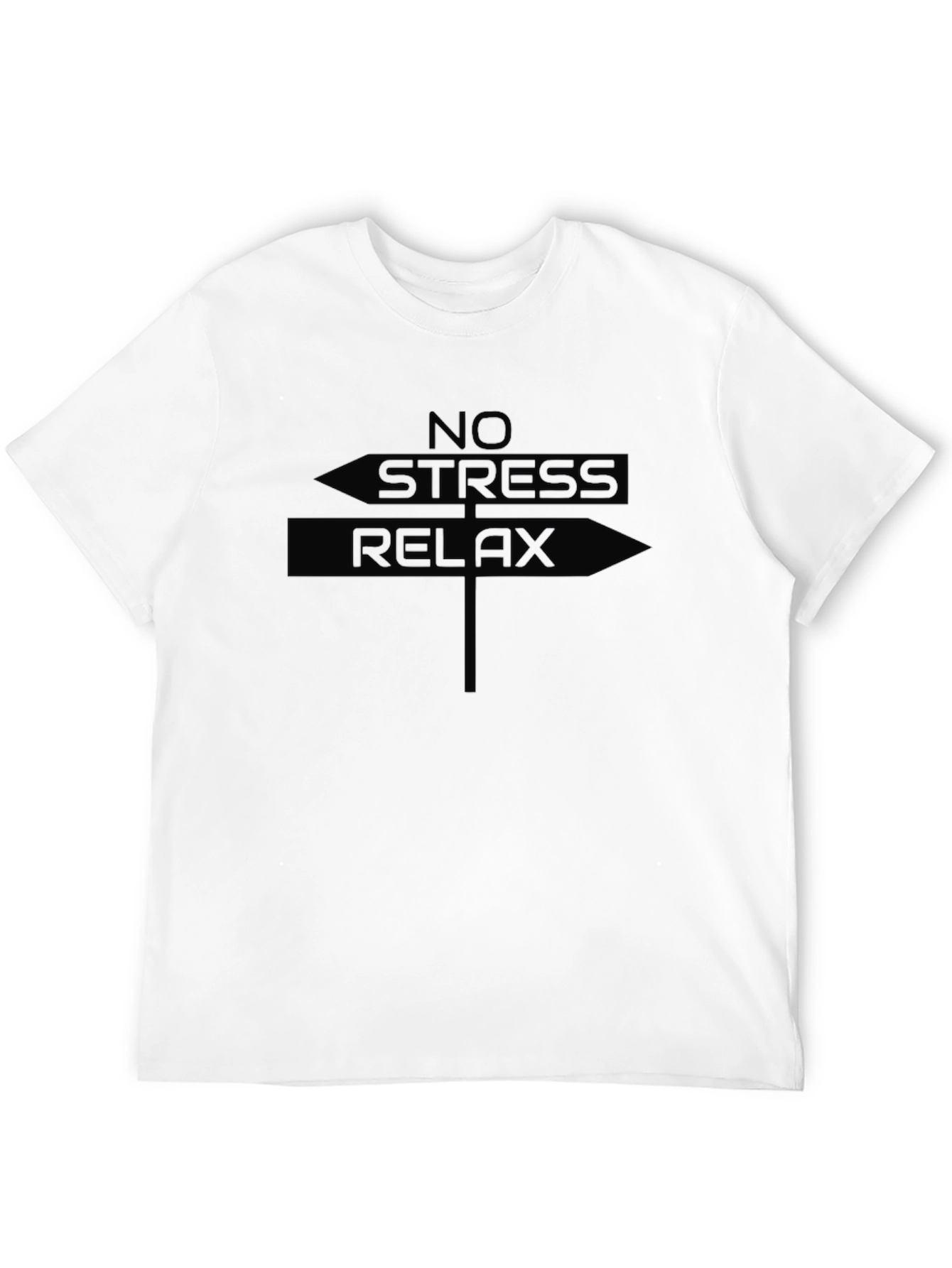 No Stress Relax Graphic T-Shirt - Black Casual Tee