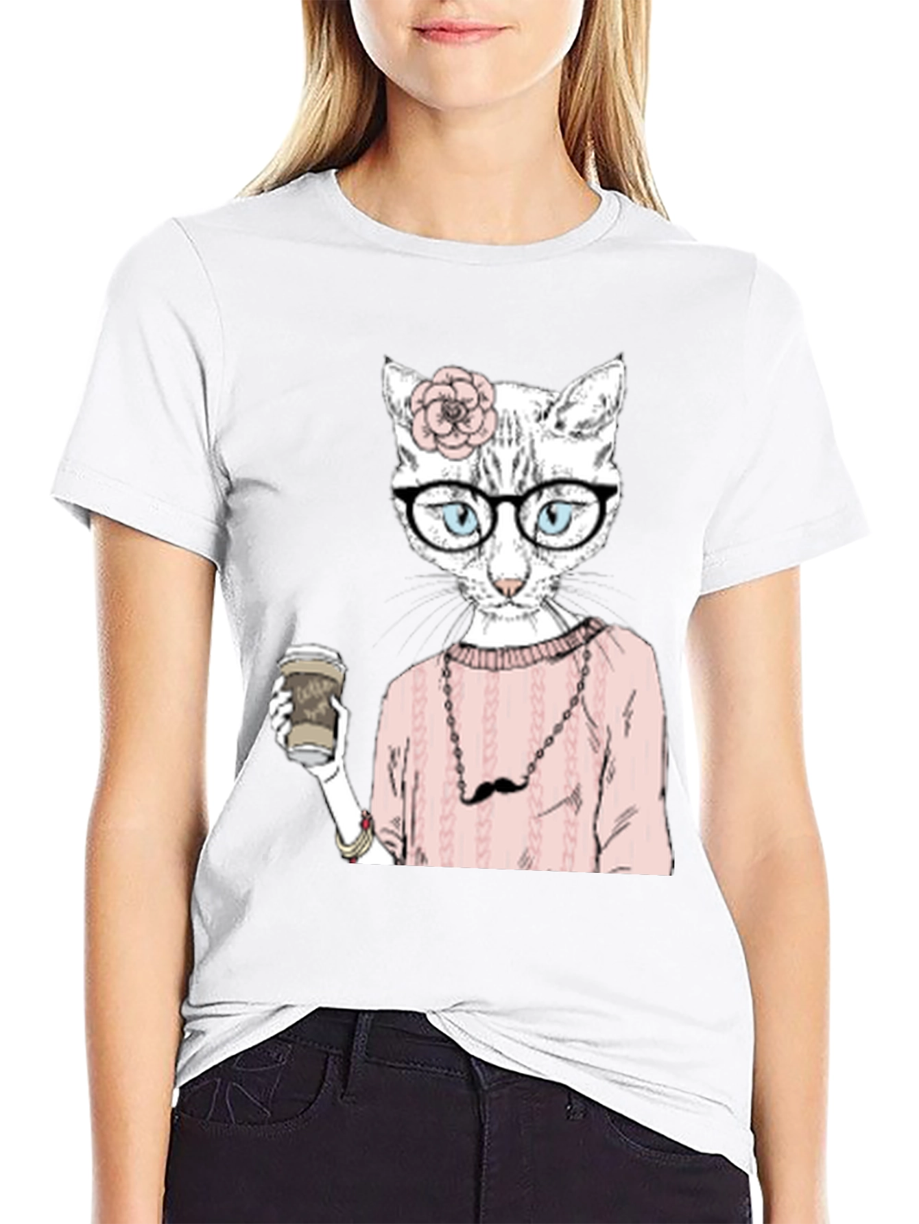 Hipster Cat Coffee Lover T-Shirt