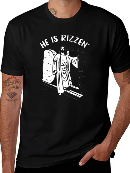 He Is Rizzin Easter T-Shirt - Black Graphic Tee