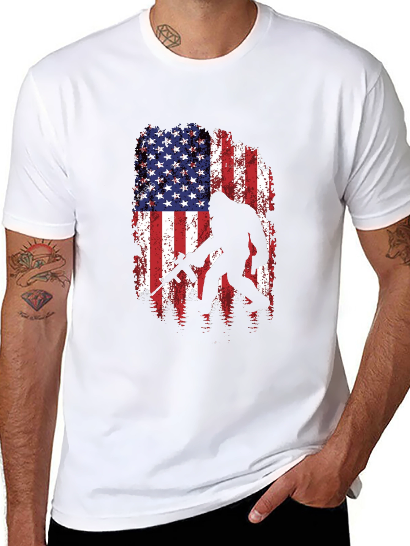American Flag Bigfoot AR-15 T-Shirt