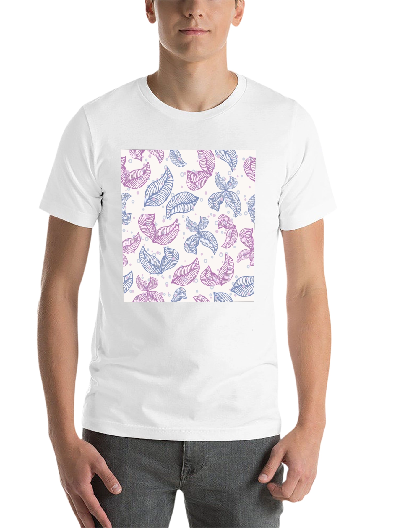 Leaf Pattern T-Shirt - Stylish Casual Wear