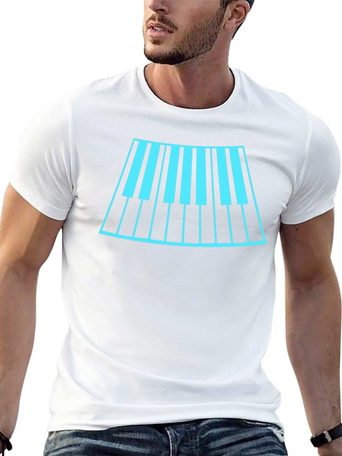 Cool Music T-Shirt with Piano Keyboard Design