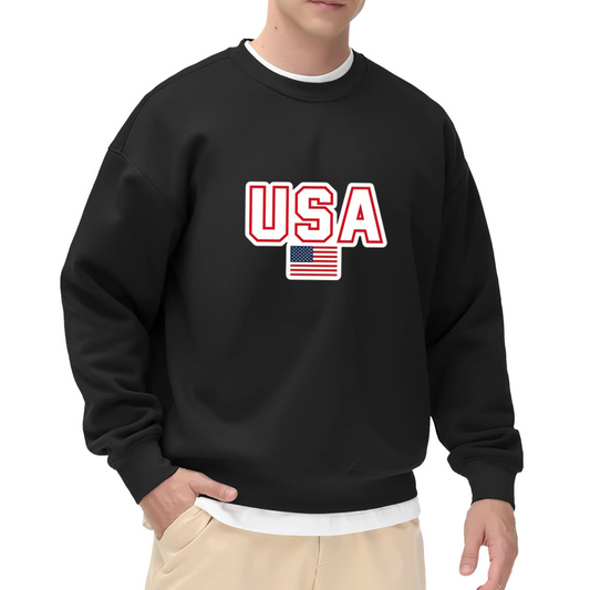 USA Flag Retro Patriotic Letter Crewneck Sweatshirt
