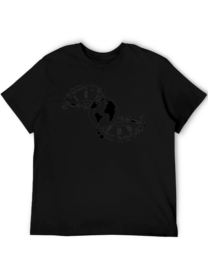 Globe & Time Black Graphic Tee