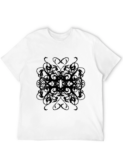 Mens Black Patterned T-Shirt - Casual Style