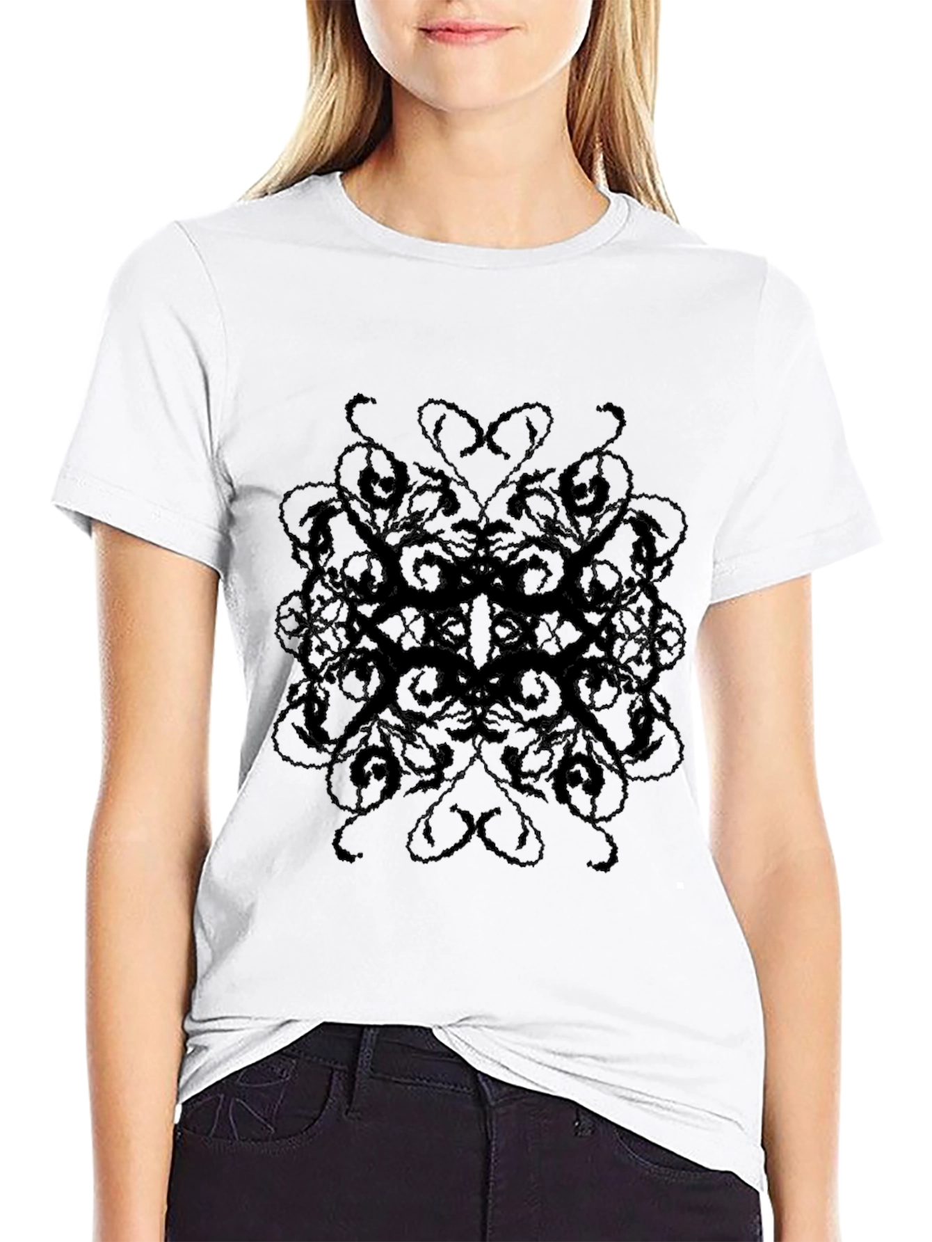 Mens Black Patterned T-Shirt - Casual Style