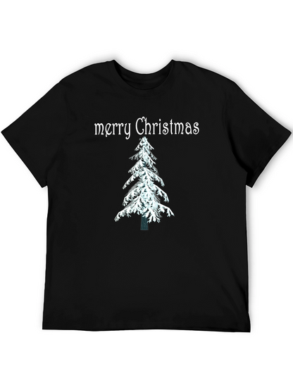 Merry Christmas Tree Graphic Tee - Holiday Festive Shirt