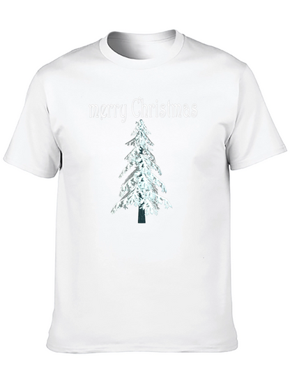 Merry Christmas Tree Graphic Tee - Holiday Festive Shirt