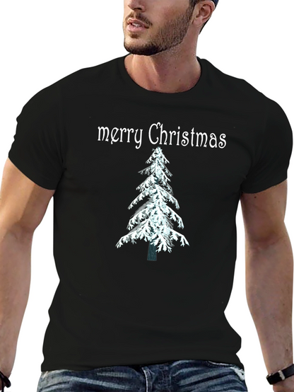 Merry Christmas Tree Graphic Tee - Holiday Festive Shirt