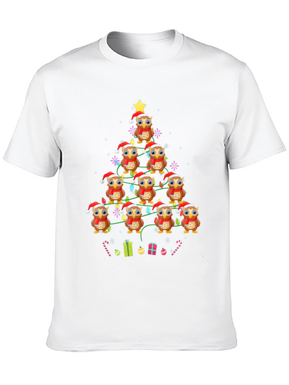 Owl Christmas Tree Graphic T-Shirt