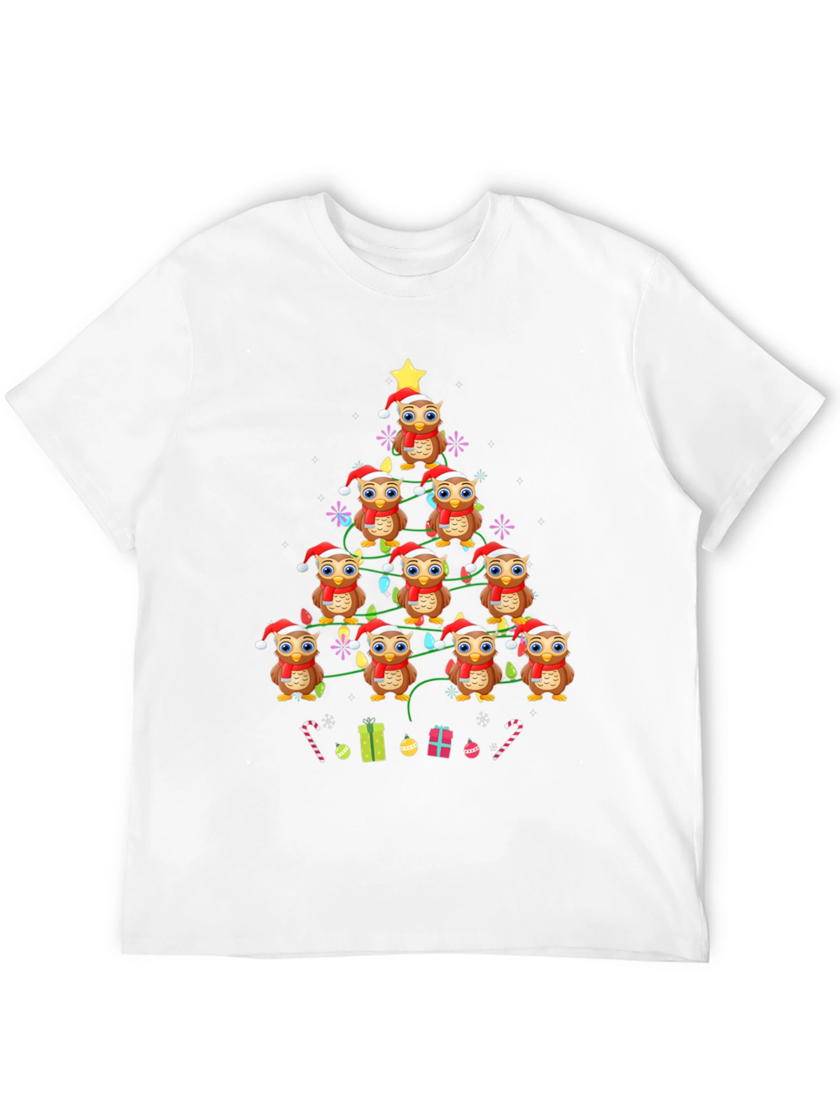 Owl Christmas Tree Graphic T-Shirt