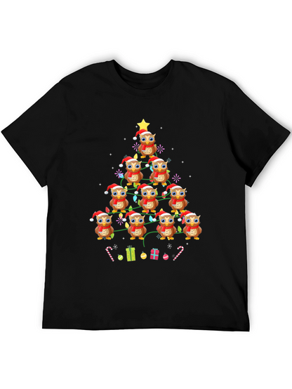 Owl Christmas Tree Graphic T-Shirt
