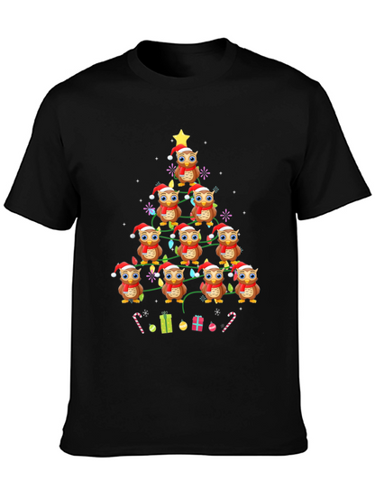 Owl Christmas Tree Graphic T-Shirt