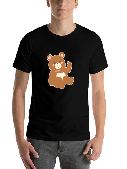 Cute Cartoon Bear Graphic Tee - Black